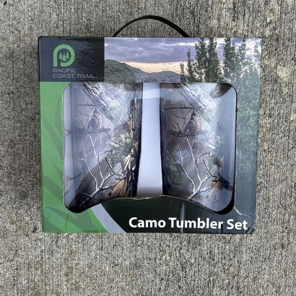 NEW Pacific Coast Trail 2 Piece Camo Tumbler Set 20oz Stainless Steel